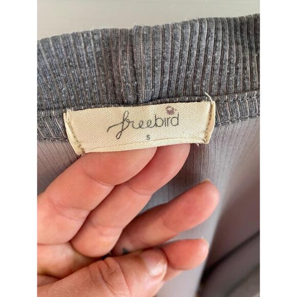 Freebird Cardigan Size S Grey Open Front Long Ribbed Knit Cozy Casual Layer - Picture 8 of 9